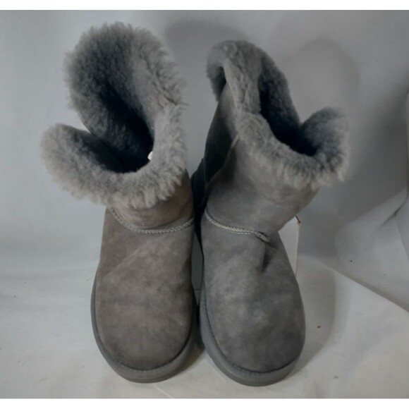 UGG Boots Womens Size 7 Bailey Button II Snow Gray Suede Ankle Pull On - Picture 6 of 9